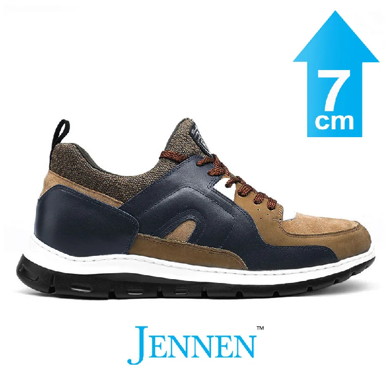 Men's casual shoes with a rubber toe cap for protectionMr. Regan Beta Khaki | 7cm Taller - Elevator Gym Style Shoes Men's casual shoes with a rubber toe cap for protectionMr. Regan Beta Khaki | 7cm Taller - Elevator Gym Style Shoes