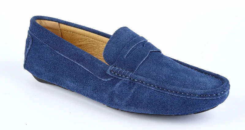 Men's loafers with a pointed toe for a stylish appearanceNAVY SUEDE LOAFERS