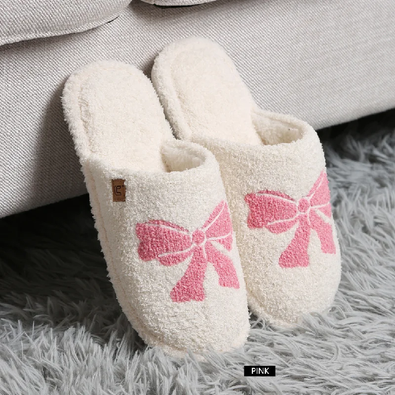 Men's slippers in a warm color like red or brownRibbon Bow Print Luxury Soft Home Slippers Pack of 6 Men's slippers in a warm color like red or brownRibbon Bow Print Luxury Soft Home Slippers Pack of 6
