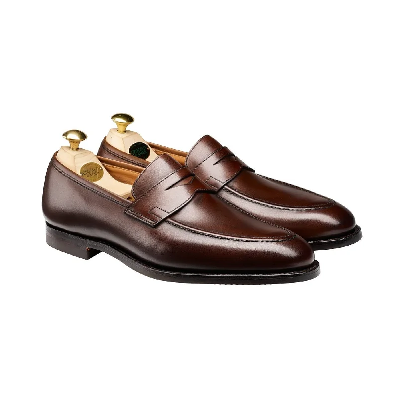 Men's leather loafers with a penny slotSydney Dark Brown Burnished Calf (City Sole)