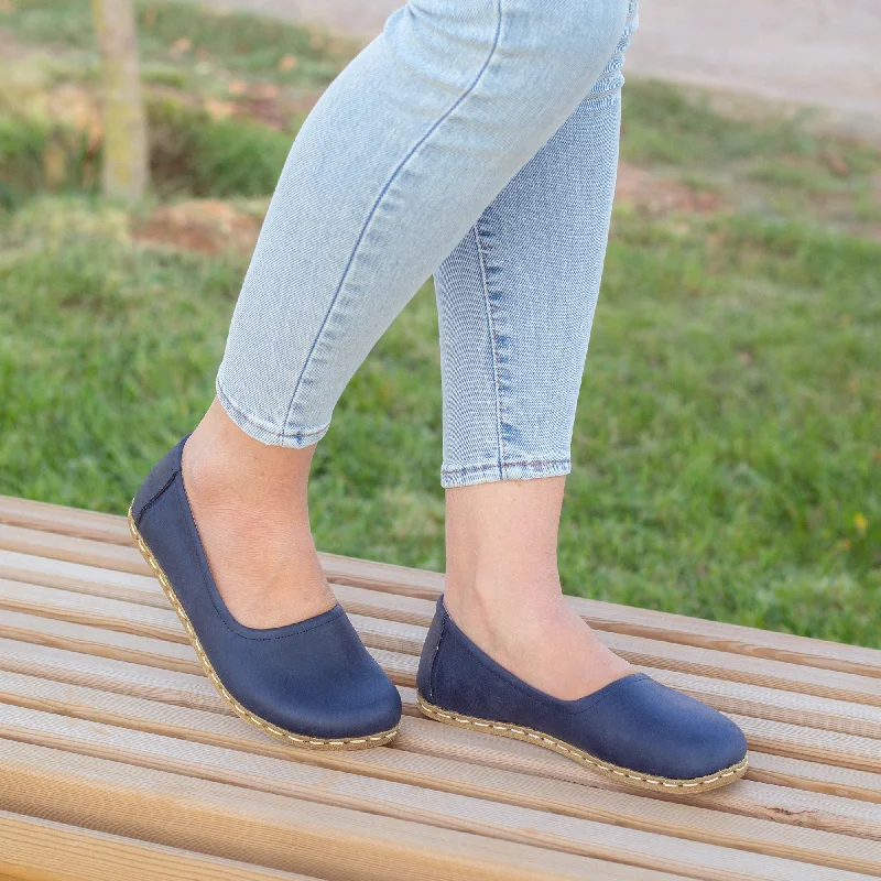 Men's barefoot shoes with high - traction soles for wet surfacesHandmade Barefoot Leather Shoes for Women in Navy Blue Men's barefoot shoes with high - traction soles for wet surfacesHandmade Barefoot Leather Shoes for Women in Navy Blue