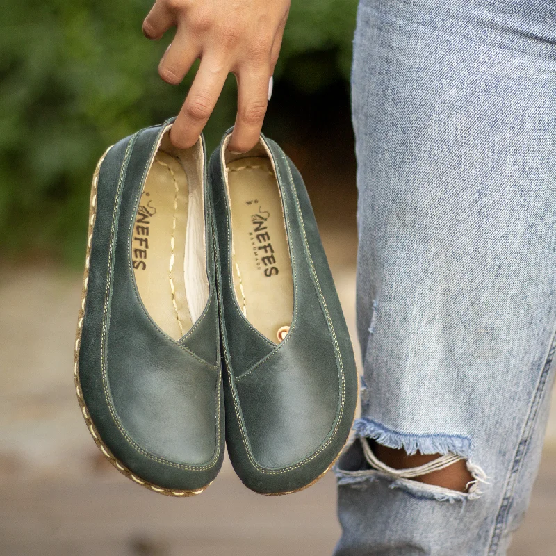 Men's hiking barefoot shoes with a high - ankle support designBarefoot Loafers for Women, Handmade Toledo Green Men's hiking barefoot shoes with a high - ankle support designBarefoot Loafers for Women, Handmade Toledo Green
