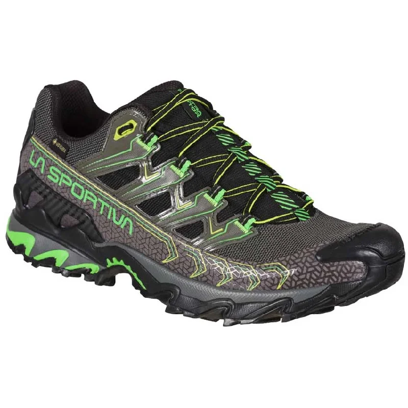 Men's waterproof hiking boots with a Gore - Tex membraneLa Sportiva Ultra Raptor II GTX Mens Hiking Shoe - Metal/Flash Green Men's waterproof hiking boots with a Gore - Tex membraneLa Sportiva Ultra Raptor II GTX Mens Hiking Shoe - Metal/Flash Green