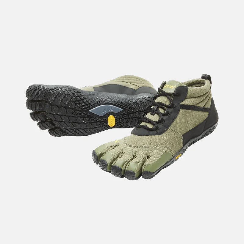 Men's barefoot shoes with a flexible rubber sole and leather upperVibram V-Trek Insulated Men's Trekking Shoe - Green