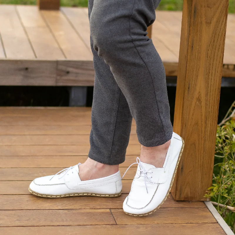 Men's barefoot shoes designed for multi - terrain useWhite Men's Leather Earthing Barefoot Shoes Men's barefoot shoes designed for multi - terrain useWhite Men's Leather Earthing Barefoot Shoes