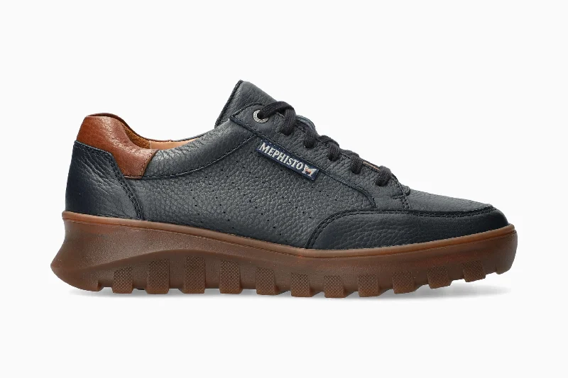 Leather men's sneakers with a low - top designFlynn - Navy