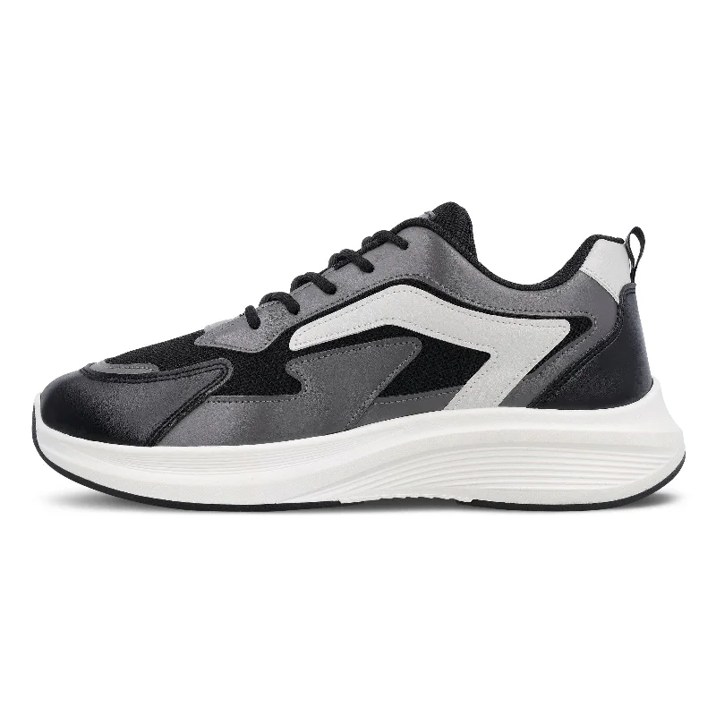 Men's walking shoes with a wide toe box for comfortMen's Lace-up Walking Shoe - WS9129 Black Grey Men's walking shoes with a wide toe box for comfortMen's Lace-up Walking Shoe - WS9129 Black Grey