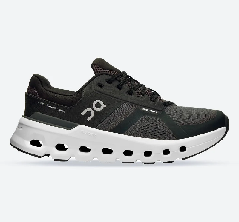 Men's sneakers with a perforated leather upper for ventilationMen's Wide Fit On Running Cloudrunner 2 Training Sneakers - Eclipse/Black Men's sneakers with a perforated leather upper for ventilationMen's Wide Fit On Running Cloudrunner 2 Training Sneakers - Eclipse/Black