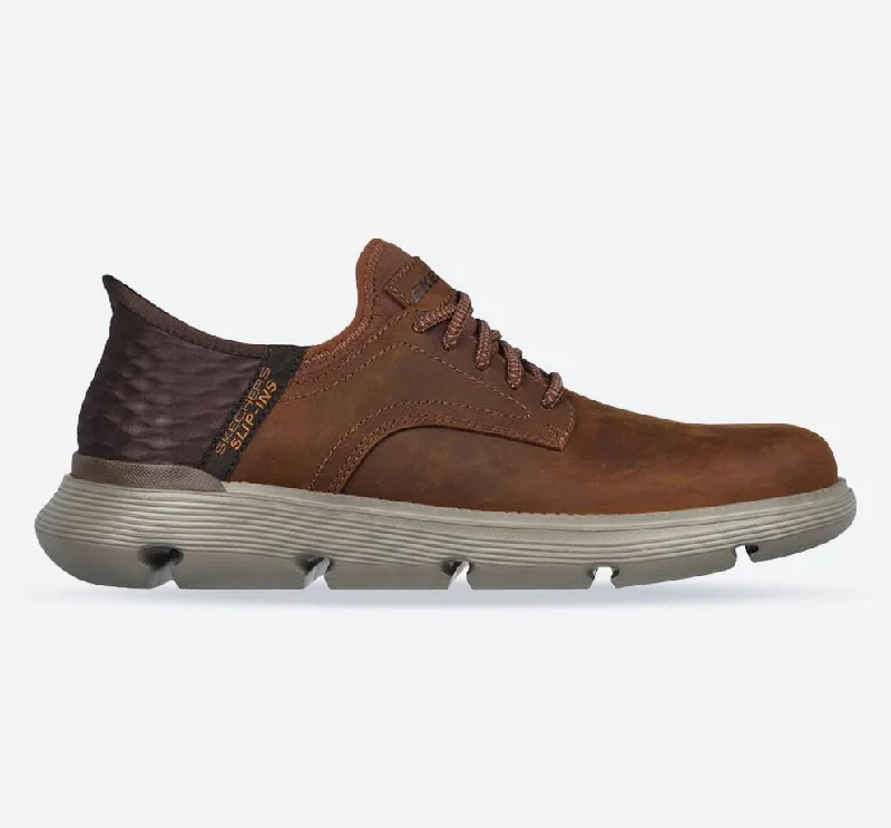 Men's sneakers with a decorative logo on the sideMen's Wide Fit Skechers 205046 Slip-ins Garza Gervin Sneakers - Dark Brown Men's sneakers with a decorative logo on the sideMen's Wide Fit Skechers 205046 Slip-ins Garza Gervin Sneakers - Dark Brown
