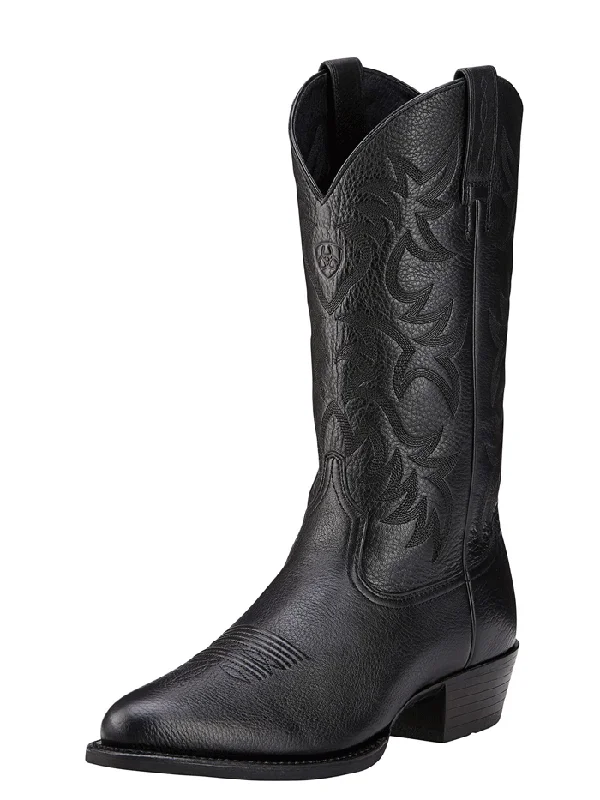 Alligator - print men's cowboy boots for a bold lookAriat 10002218 Mens Heritage R Toe Western Boot Black Deertan Alligator - print men's cowboy boots for a bold lookAriat 10002218 Mens Heritage R Toe Western Boot Black Deertan
