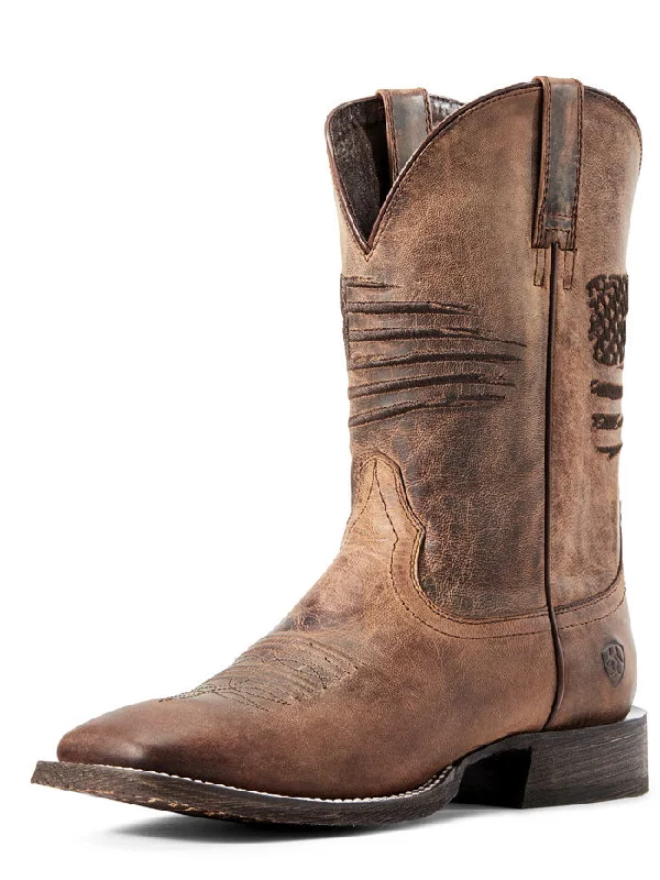 Men's cowboy boots with a scalloped edgeAriat 10029699 Mens Circuit Patriot Embroidery Flag Western Boot Tan Men's cowboy boots with a scalloped edgeAriat 10029699 Mens Circuit Patriot Embroidery Flag Western Boot Tan