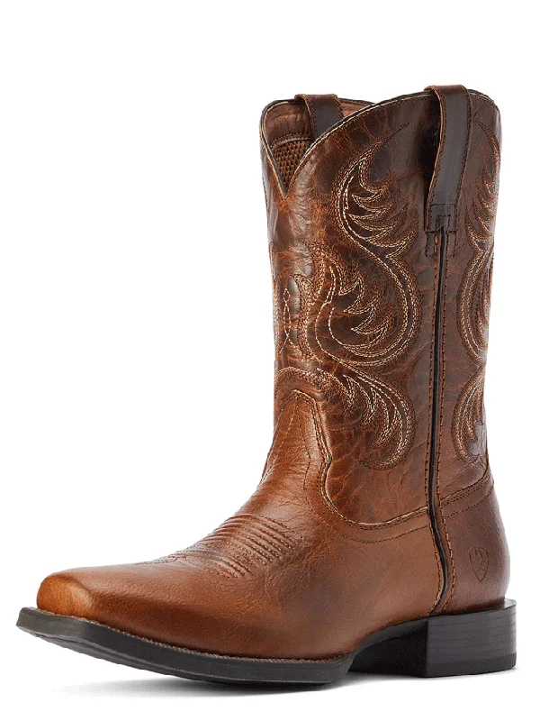 Men's cowboy boots with a spur ledgeAriat 10042399 Mens Sport Boss Man Western Boot Rich Cognac Men's cowboy boots with a spur ledgeAriat 10042399 Mens Sport Boss Man Western Boot Rich Cognac