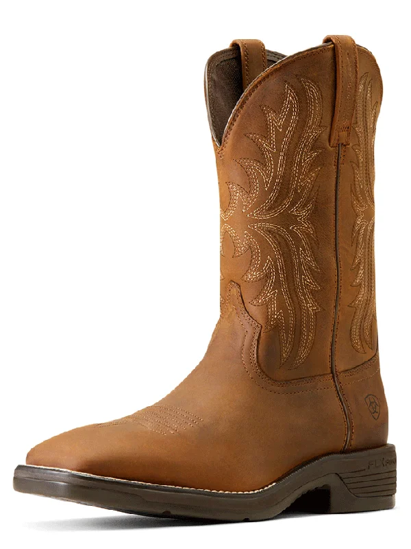 Men's cowboy boots with a distressed leather finishAriat 10046982 Mens Ridgeback Western Boot Oily Distressed Tan Men's cowboy boots with a distressed leather finishAriat 10046982 Mens Ridgeback Western Boot Oily Distressed Tan