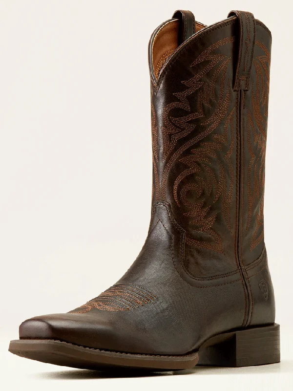 Western - style men's cowboy boots with intricate stitchingAriat 10050990 Mens Sport Herdsman Cowboy Boot Burnished Chocolate Western - style men's cowboy boots with intricate stitchingAriat 10050990 Mens Sport Herdsman Cowboy Boot Burnished Chocolate