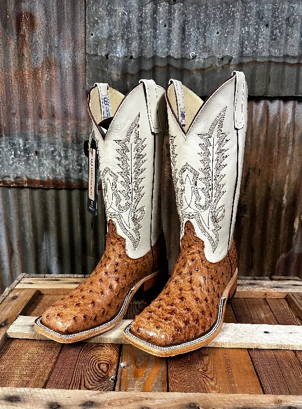 Men's cowboy boots with a concho belt detailAnderson Bean Brandy Bruciato Ostrich