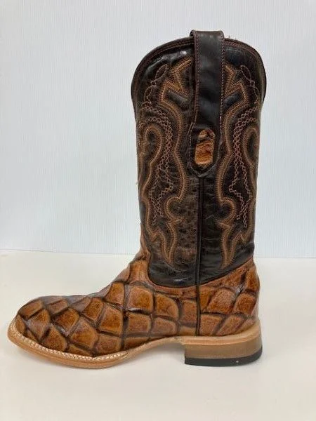 Men's cowboy boots with a spur ledgeCowtown Cognac Fish Print Western Boot