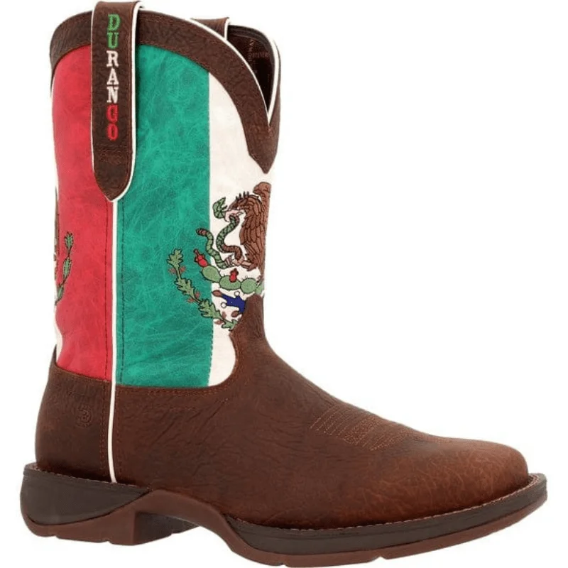 Men's cowboy boots with a distressed leather finishDurango Men's Rebel Mexico Flag Square Toe Western Boots DDB0430 Men's cowboy boots with a distressed leather finishDurango Men's Rebel Mexico Flag Square Toe Western Boots DDB0430