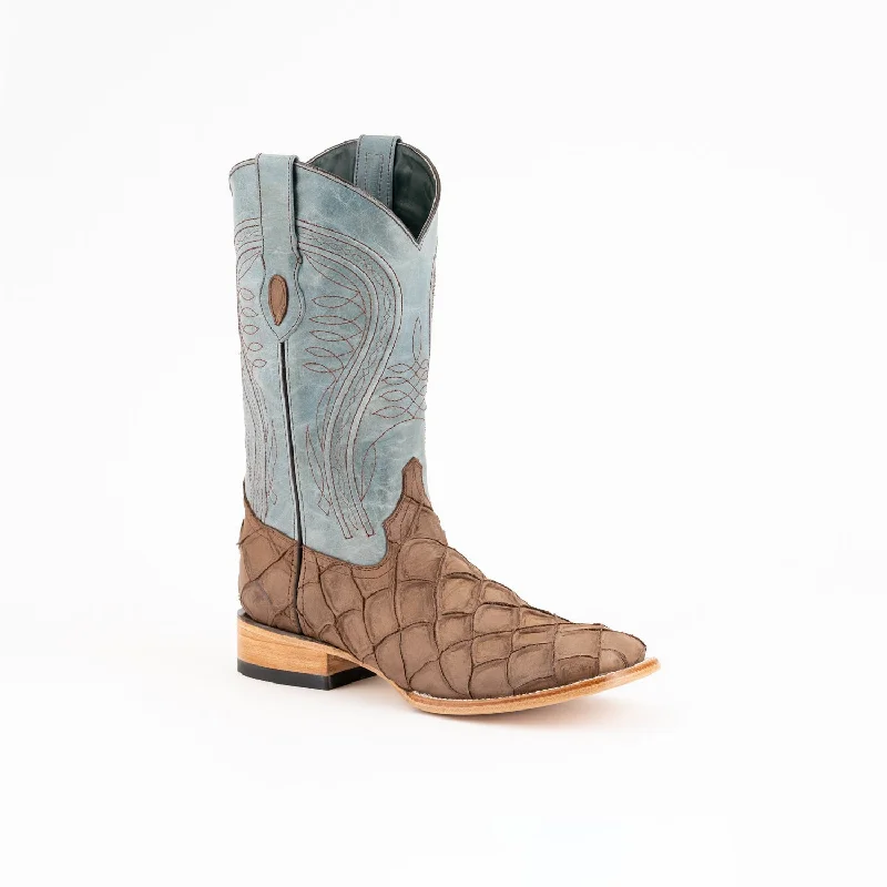 Men's cowboy boots with a pull - on strapFerrini Mens Brown Leather Bronco S-Toe Pirarucu Cowboy Boots Men's cowboy boots with a pull - on strapFerrini Mens Brown Leather Bronco S-Toe Pirarucu Cowboy Boots