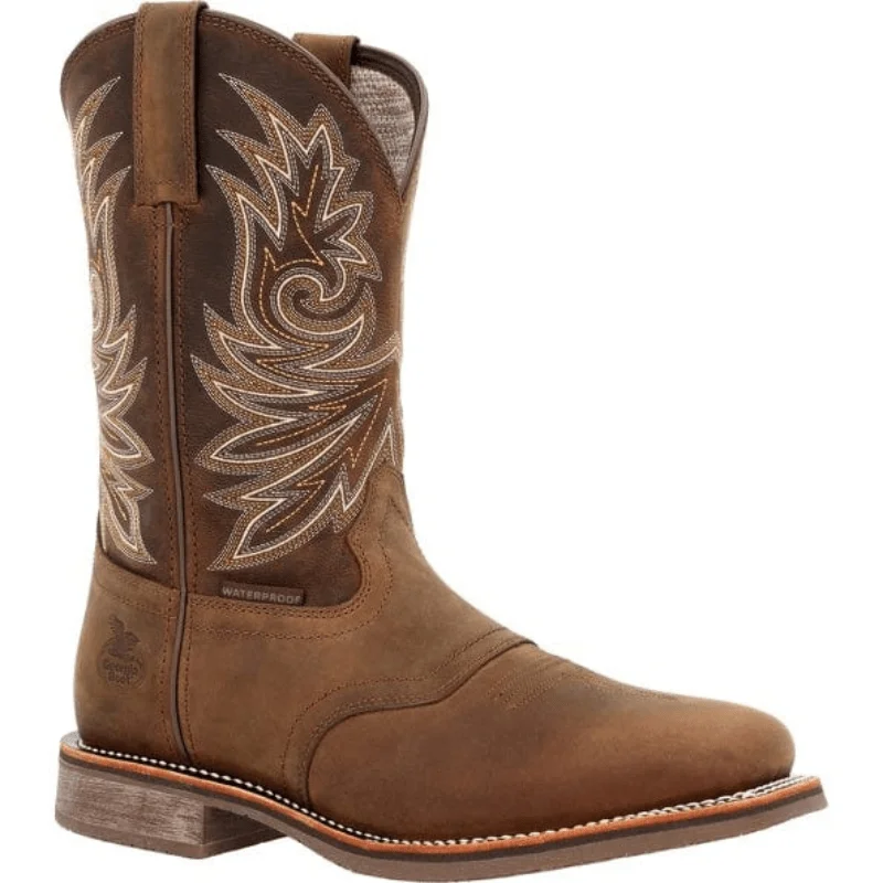 Men's cowboy boots with a suede shaftGeorgia Boot Men's Carbo-Tec Elite Brown Waterproof Western Boot GB00525 Men's cowboy boots with a suede shaftGeorgia Boot Men's Carbo-Tec Elite Brown Waterproof Western Boot GB00525