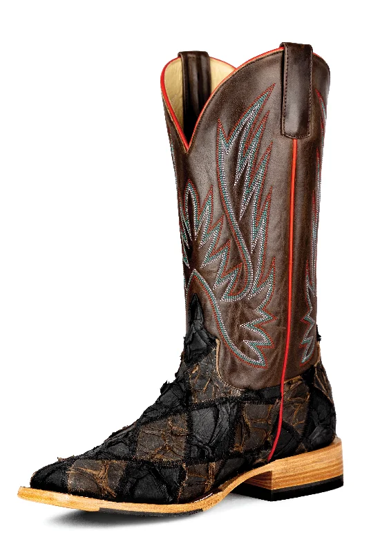 Men's cowboy boots with a scalloped edgeHorse Power Black Toasted Big Bass Western Boots Men's cowboy boots with a scalloped edgeHorse Power Black Toasted Big Bass Western Boots
