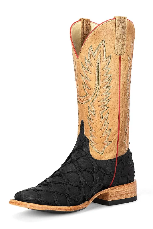 Western - style men's cowboy boots with intricate stitchingHorse Power Mens Big Bass Black/Honey Leather Cowboy Boots Western - style men's cowboy boots with intricate stitchingHorse Power Mens Big Bass Black/Honey Leather Cowboy Boots
