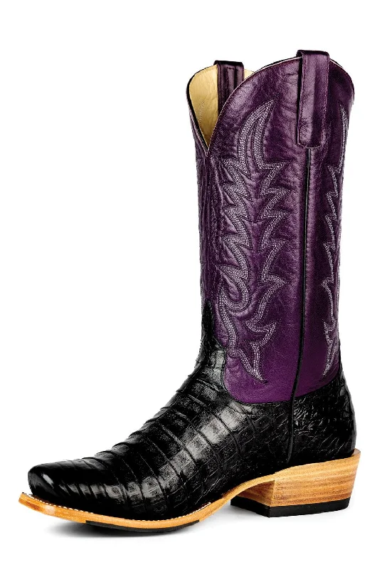 Men's cowboy boots with a rubber sole for tractionHorse Power Mens Glossy Violet Black Goat Leather Cowboy Boots Men's cowboy boots with a rubber sole for tractionHorse Power Mens Glossy Violet Black Goat Leather Cowboy Boots