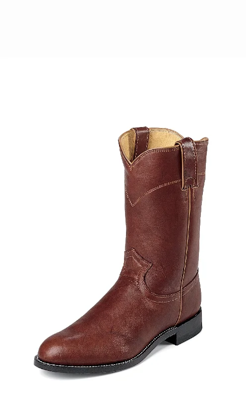 Men's cowboy boots with a pull - on strapJustin Mens Chestnut Deerlite Leather Western Boots 10in Roper Men's cowboy boots with a pull - on strapJustin Mens Chestnut Deerlite Leather Western Boots 10in Roper