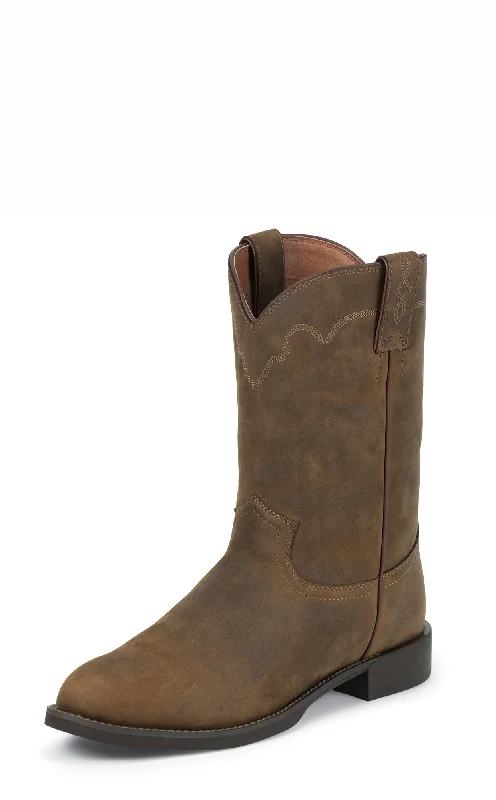 Western - style men's cowboy boots with intricate stitchingJustin Mens Tan Apache Leather Western Boots 10in Roper Stampede Western - style men's cowboy boots with intricate stitchingJustin Mens Tan Apache Leather Western Boots 10in Roper Stampede