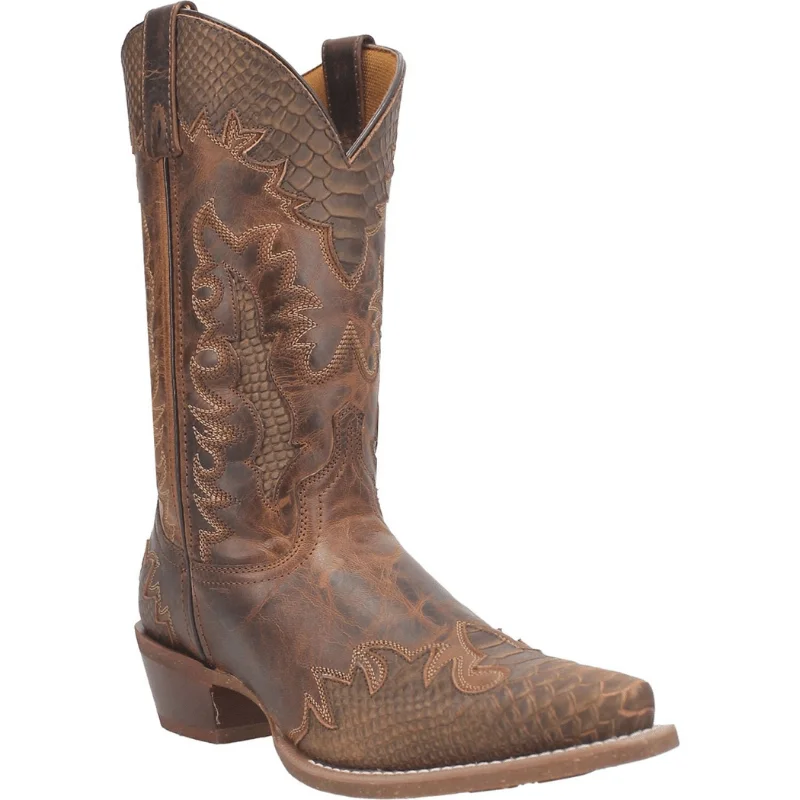 Men's cowboy boots with a decorative inlayLaredo Men's Lexington Brown Leather Western Boots 68548 Men's cowboy boots with a decorative inlayLaredo Men's Lexington Brown Leather Western Boots 68548