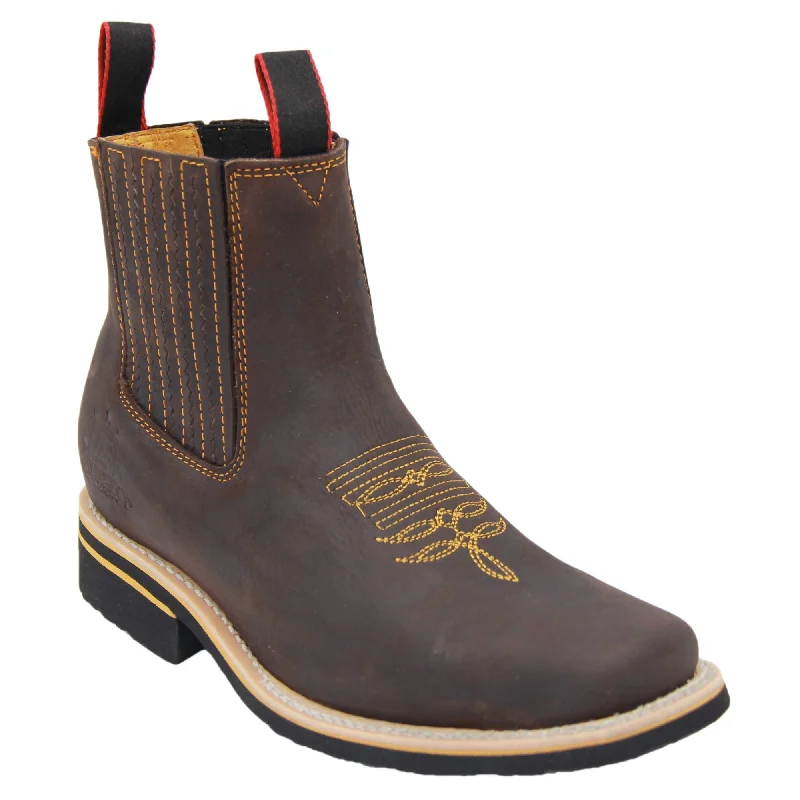 Vintage - inspired men's ankle boots with a round toeMen’s Square Toe Short Ankle Western Work Boot Vintage - inspired men's ankle boots with a round toeMen’s Square Toe Short Ankle Western Work Boot