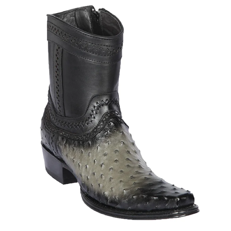 Vintage - inspired men's ankle boots with a round toeMen's Los Altos Original Ostrich Skin European Toe Short Boot 76B0338 Vintage - inspired men's ankle boots with a round toeMen's Los Altos Original Ostrich Skin European Toe Short Boot 76B0338