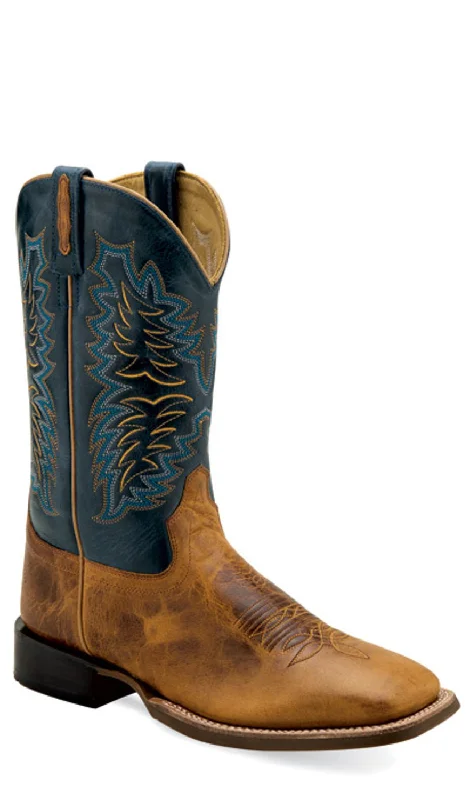 Men's genuine leather cowboy boots with a pointed toeOld West Mens Broad Square Toe Burnt Brown/Navy Leather Cowboy Boots Men's genuine leather cowboy boots with a pointed toeOld West Mens Broad Square Toe Burnt Brown/Navy Leather Cowboy Boots