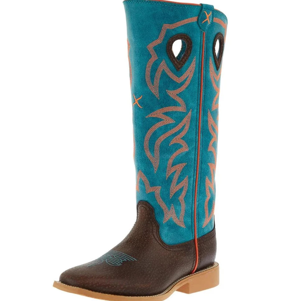 Alligator - print men's cowboy boots for a bold lookTwisted X Youth Buckaroo Boot- Dark Chocolate/Electric Turquoise Alligator - print men's cowboy boots for a bold lookTwisted X Youth Buckaroo Boot- Dark Chocolate/Electric Turquoise