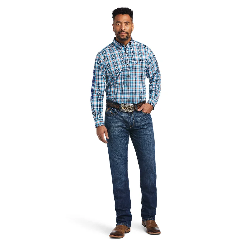 Men's western boots with a leather - wrapped heel and a smooth finishAriat® Team Patten Men's Long Sleeve Western Shirt - Blue Plaid Men's western boots with a leather - wrapped heel and a smooth finishAriat® Team Patten Men's Long Sleeve Western Shirt - Blue Plaid
