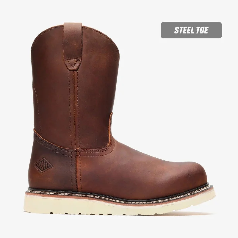 Men's western boots in a rich brown or black leatherBonanza Frontier Classic 10" Wellington Work Boots - Steel Toe