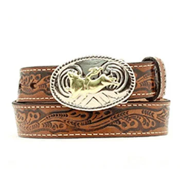 Western - style men's boots with intricate tooling and stitchingBoy's Floral Belt
