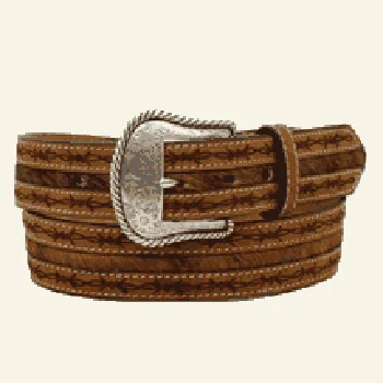 Men's western boots with a traditional western boot silhouette and a polished shineBrown and Barb Wire Edge Hide Belt Men's western boots with a traditional western boot silhouette and a polished shineBrown and Barb Wire Edge Hide Belt