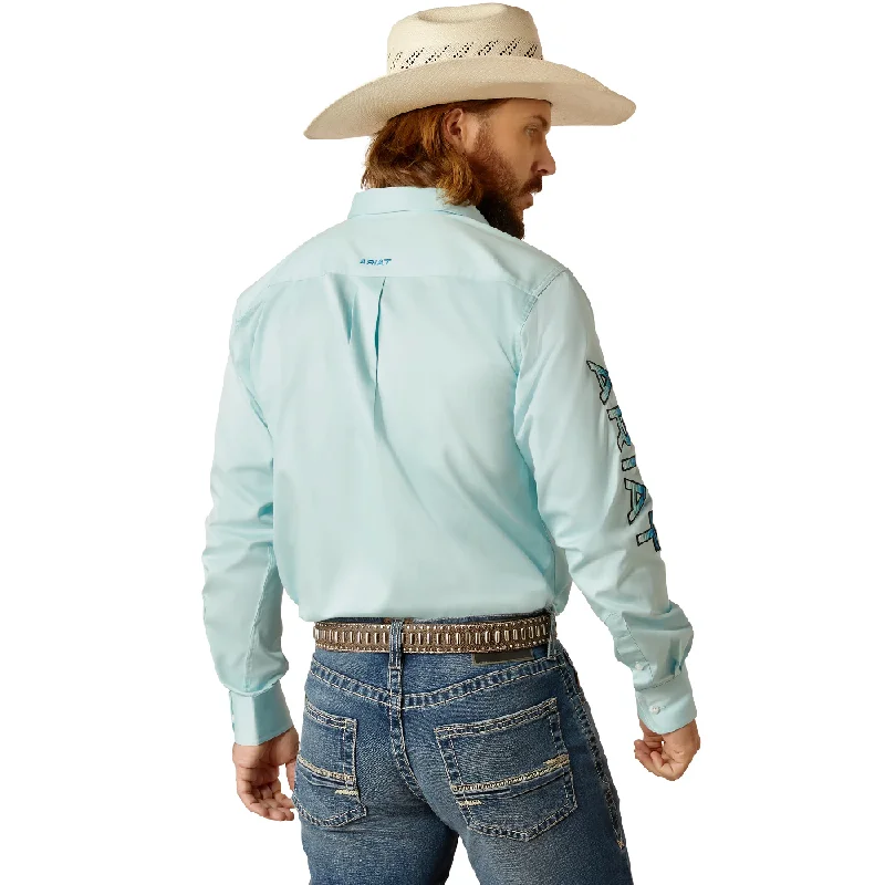 Men's genuine leather western boots with a snake - skin inlayAriat® Men's Team Logo Twill Fitted Western Shirt - Light Aqua Men's genuine leather western boots with a snake - skin inlayAriat® Men's Team Logo Twill Fitted Western Shirt - Light Aqua