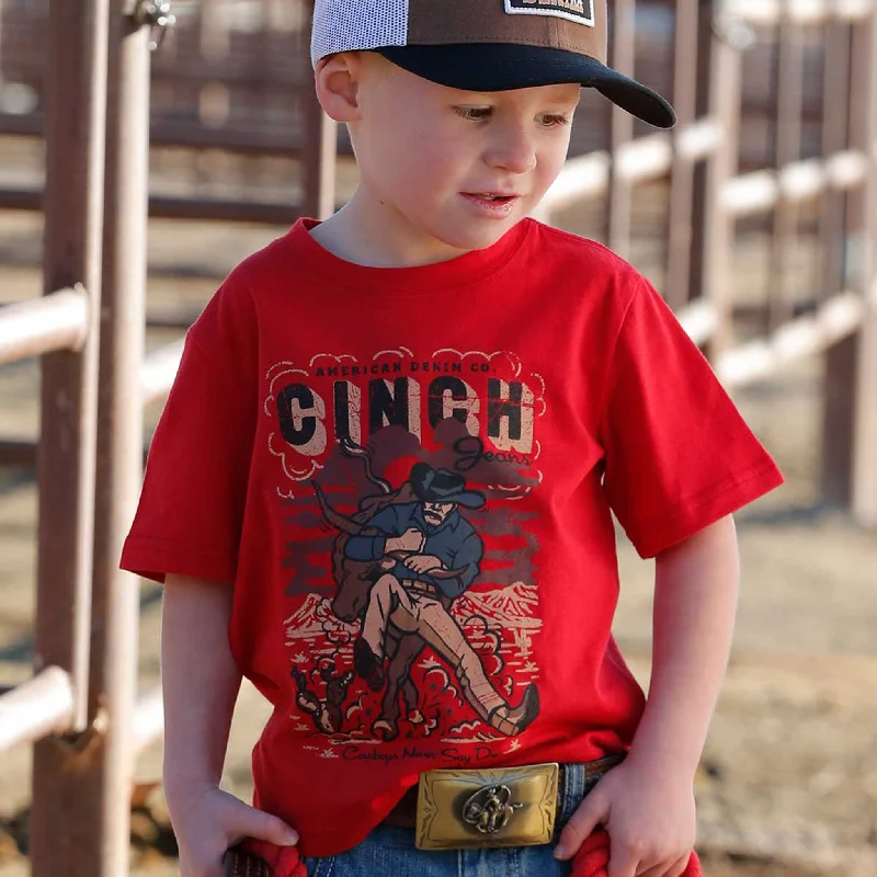 Men's western boots with a high - quality leather upper and a suede liningCinch Toddler Red Steer Wrestling Tee Men's western boots with a high - quality leather upper and a suede liningCinch Toddler Red Steer Wrestling Tee