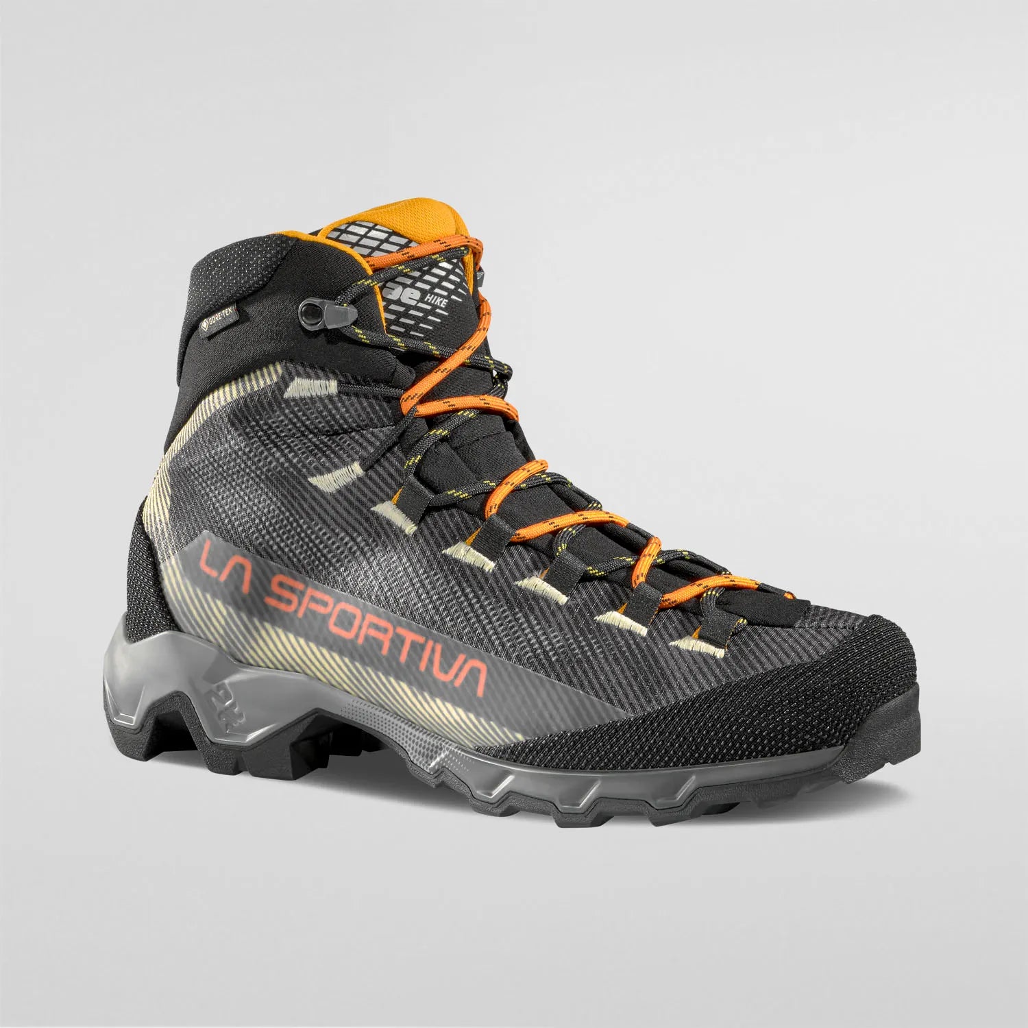 Leather and fabric men's hiking boots for breathabilityLa Sportiva Aequilibrium Hike GTX Mens Hiking Boot - Carbon/Papaya Leather and fabric men's hiking boots for breathabilityLa Sportiva Aequilibrium Hike GTX Mens Hiking Boot - Carbon/Papaya
