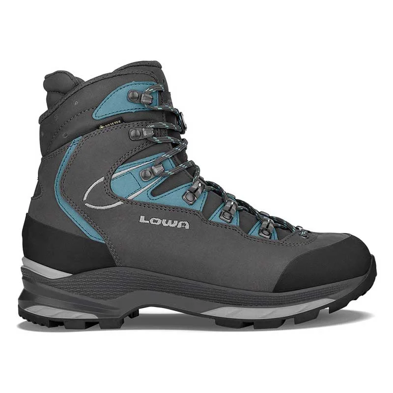 Men's hiking boots with a toe cap for protectionLowa Mauria EVO GTX WXL Womens Hiking Boot - Anthracite/Turquoise Men's hiking boots with a toe cap for protectionLowa Mauria EVO GTX WXL Womens Hiking Boot - Anthracite/Turquoise