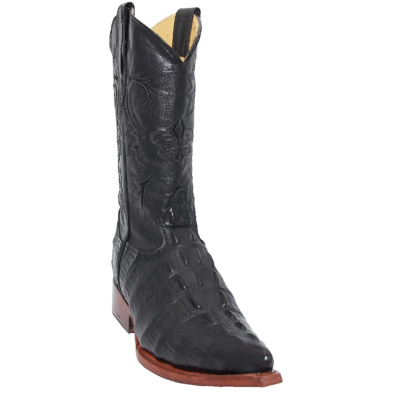 Men's western boots with a traditional western boot silhouette and a polished shineMens Leather Crocodile Print Snip Toe Cowboy Boot Men's western boots with a traditional western boot silhouette and a polished shineMens Leather Crocodile Print Snip Toe Cowboy Boot