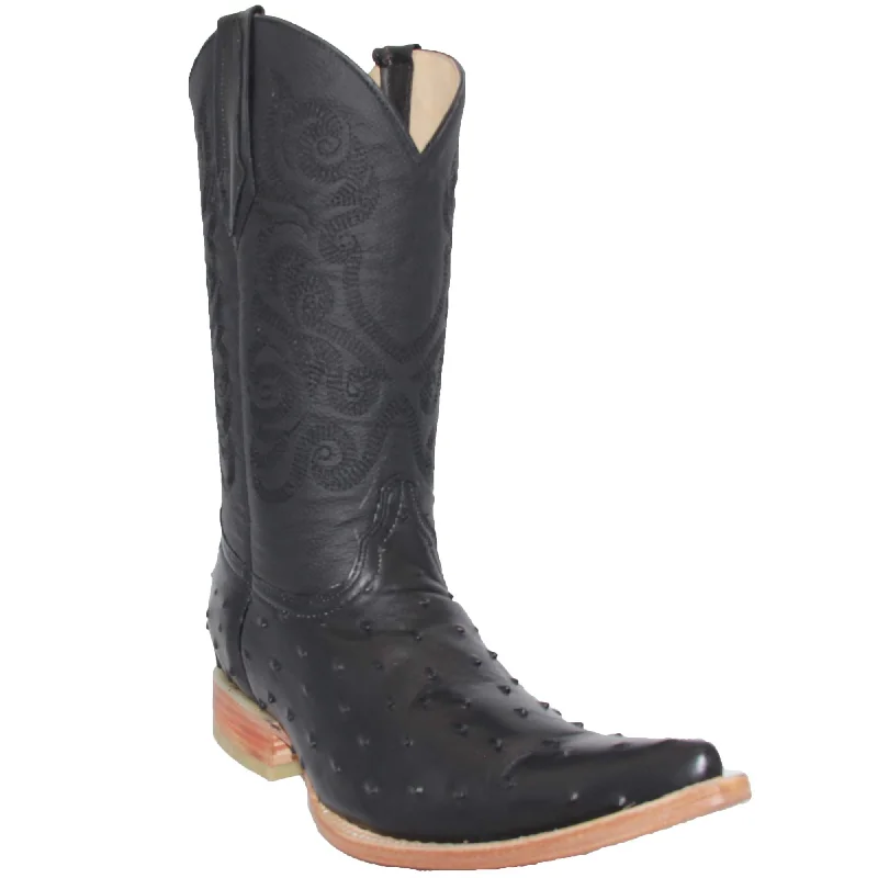 Men's western boots with a tooled leather design on the shaftMen's Snip Toe Chihuahua Ostrich Print Cowboy Boot Men's western boots with a tooled leather design on the shaftMen's Snip Toe Chihuahua Ostrich Print Cowboy Boot