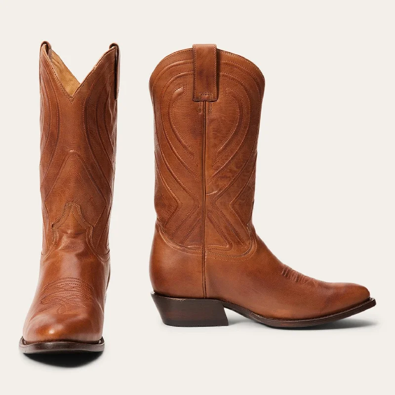 Western - style men's boots with intricate tooling and stitchingMossman