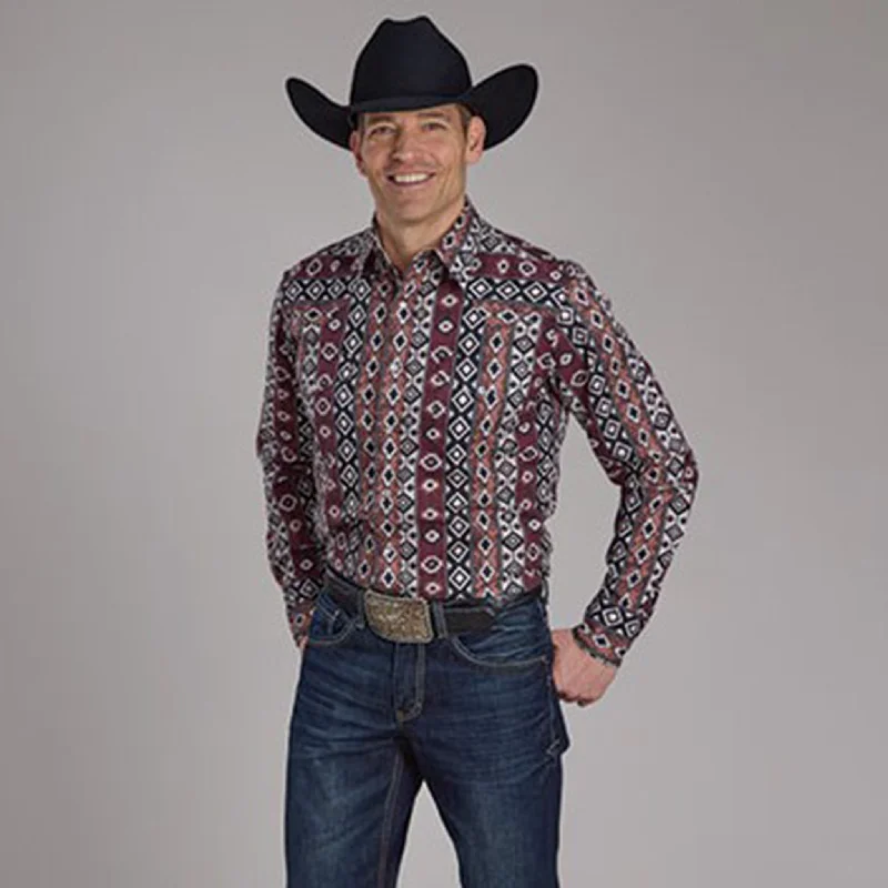 Men's western boots with a concho - studded strap and a pointed toeRoper Men's Multi Color Aztec Vertical Stripe Long Sleeve Men's western boots with a concho - studded strap and a pointed toeRoper Men's Multi Color Aztec Vertical Stripe Long Sleeve