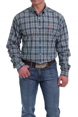Men's western boots with a leather sole and a heel guardCinch Turquoise, White and Orange Plaid Shirt Men's western boots with a leather sole and a heel guardCinch Turquoise, White and Orange Plaid Shirt