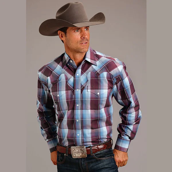 Men's western boots with a silver - toned hardware and accentsStetson® Men's Long Sleeve Western Shirt - Wine Buffalo Plaid Men's western boots with a silver - toned hardware and accentsStetson® Men's Long Sleeve Western Shirt - Wine Buffalo Plaid