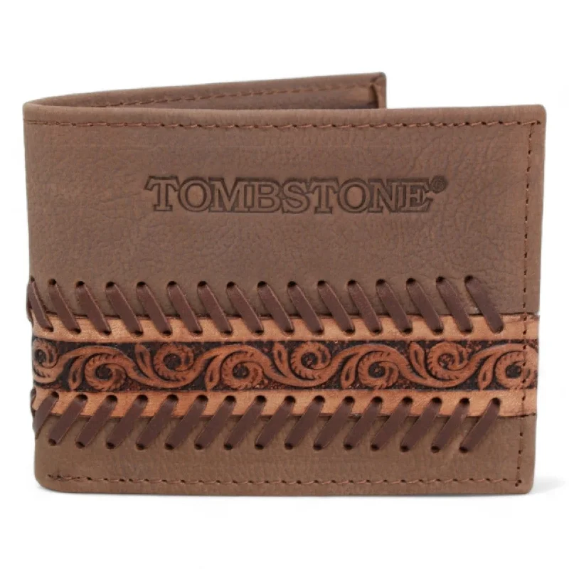 Men's western boots with a high - heeled design and a pointed toeTombstone Chiseled and Embroidered Genuine Leather Wallet Tan TOM-W234 Men's western boots with a high - heeled design and a pointed toeTombstone Chiseled and Embroidered Genuine Leather Wallet Tan TOM-W234