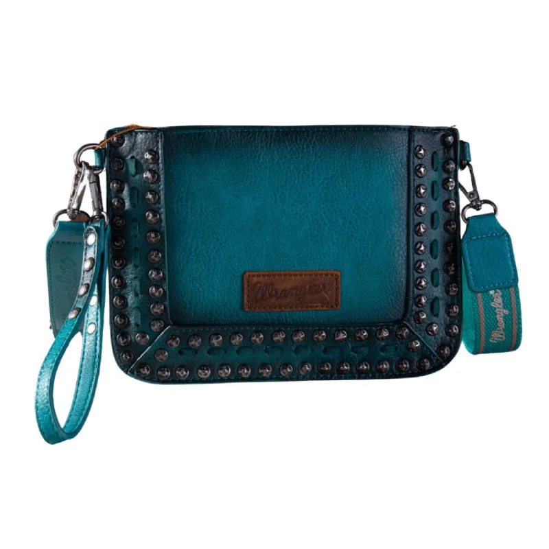 Men's western boots with a leather - wrapped heel and a smooth finishWrangler Turquoise Studded Wrist Crossbody Men's western boots with a leather - wrapped heel and a smooth finishWrangler Turquoise Studded Wrist Crossbody