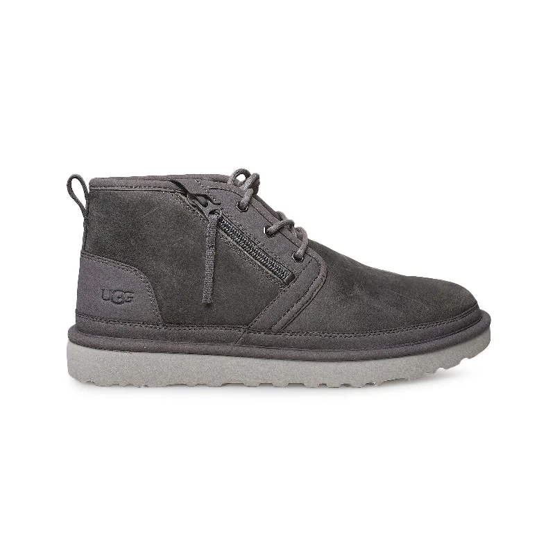 Men's desert - boot inspired winter boots with a suede finishUGG Neumel Zip Dark Grey Boots - Men's Men's desert - boot inspired winter boots with a suede finishUGG Neumel Zip Dark Grey Boots - Men's